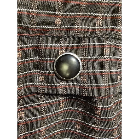Panhandle Slim Western Shirt Mens Sz 17 36 Black Pearl Snaps Brown with Stripes - Picture 8 of 12